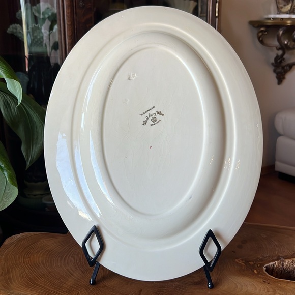 Antique 16 1/8” Wood & Sons Ivory Ware Buckingham Floral Large Serving Platter - Picture 9 of 11